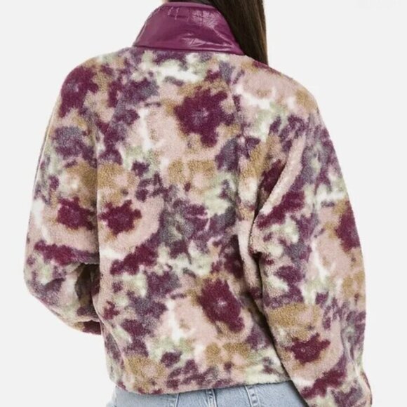 Johnny Was Calme Jacket Womens M Pink Fleece Bomber Watercolor Floral Camo - Picture 3 of 7